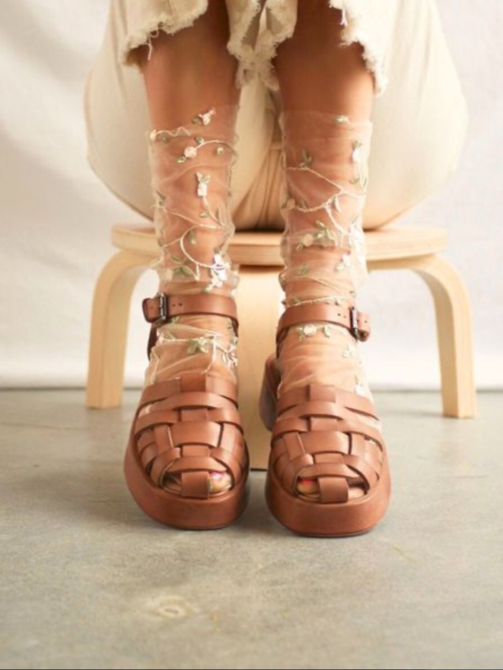 Either/Or Tan Woven Leather Platform Fisherman Sandals NWT / 10